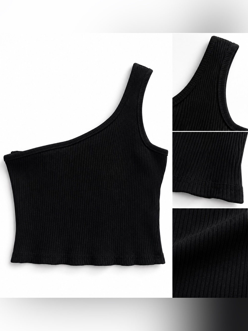 Amazon Women's One-Shoulder Ribbed Black top